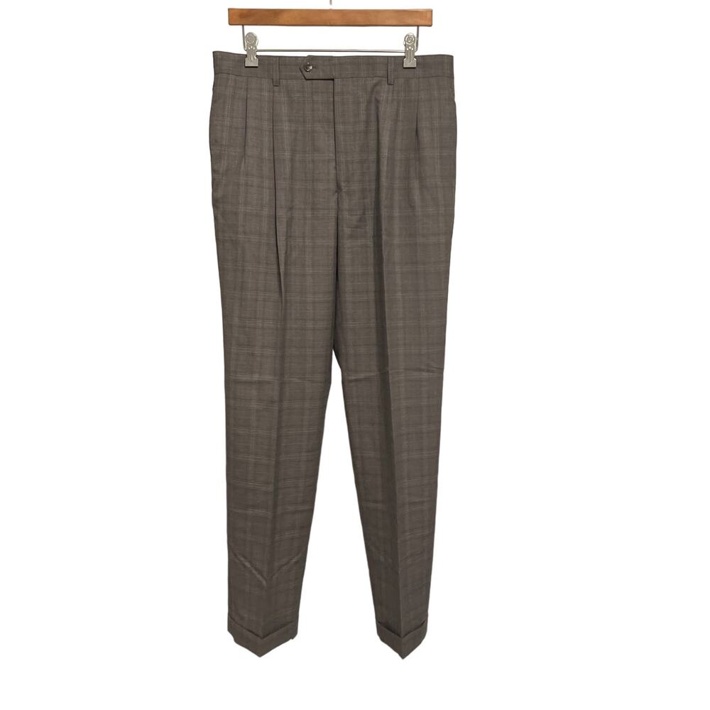 Jos. A. Bankโ Signature Collection Grey Plaid 100% Wool 34R Dress Pants